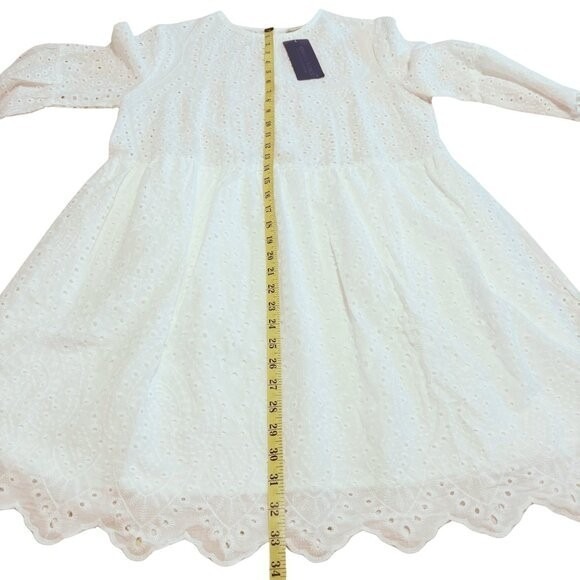 Anna-Kaci Womens Eyelet Dress Bell Sleeve Mini Babydoll Dress‎ Size Large Boho - Picture 6 of 9